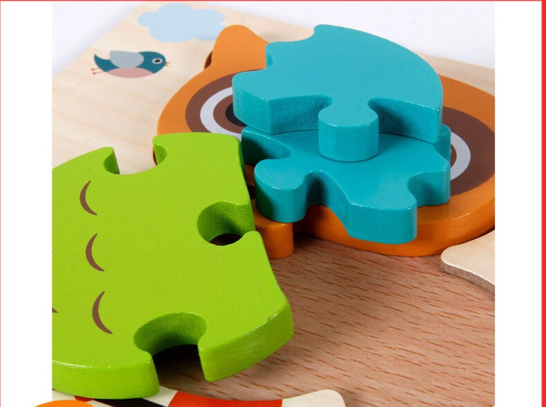 Super Thick Wooden 3D Colorful Animal Puzzles