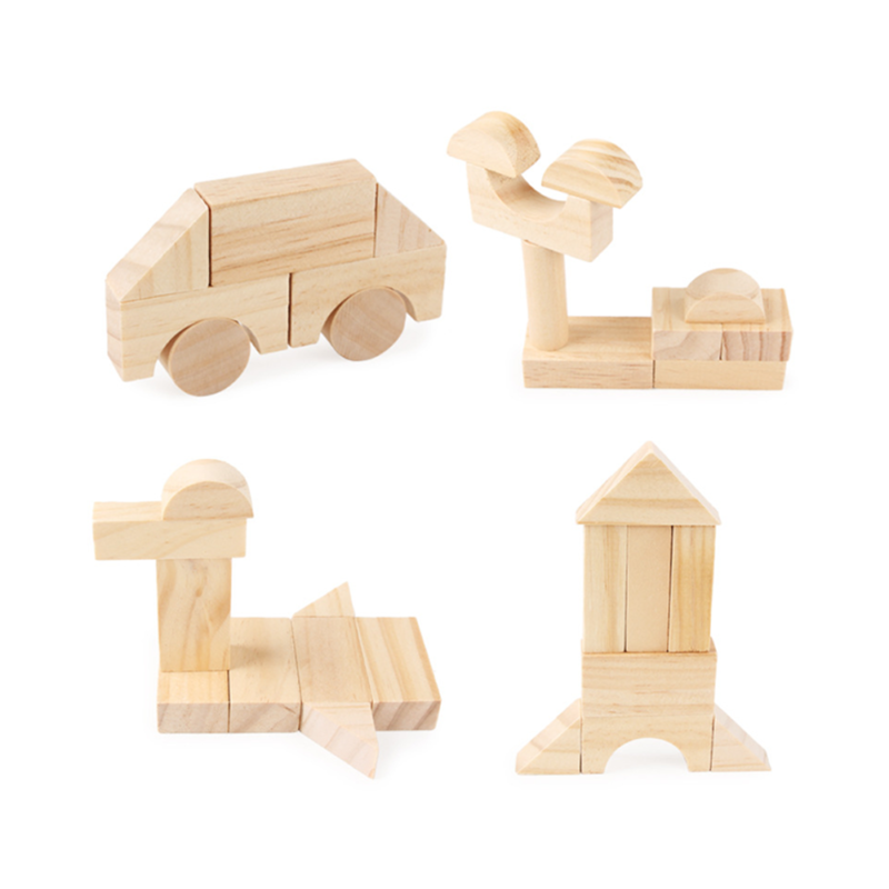 Natural Pinewood Building Blocks162pcs