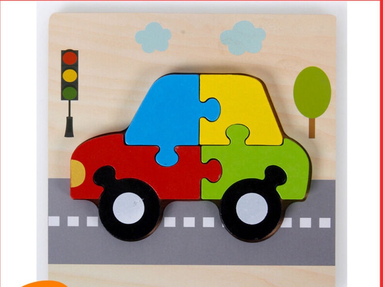 Super Thick Wooden 3D Colorful Animal Vehicle Puzzles