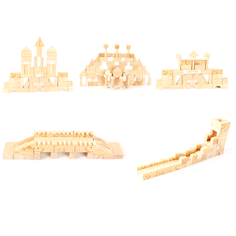 Natural Pinewood Building Blocks162pcs