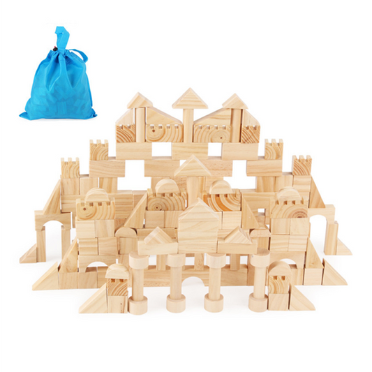 Natural Pinewood Building Blocks162pcs