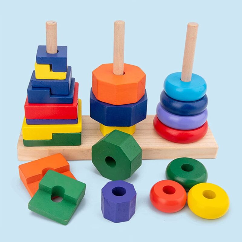 Wooden Montessori Shape Stacker