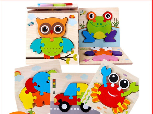 Super Thick Wooden 3D Colorful Animal Puzzles