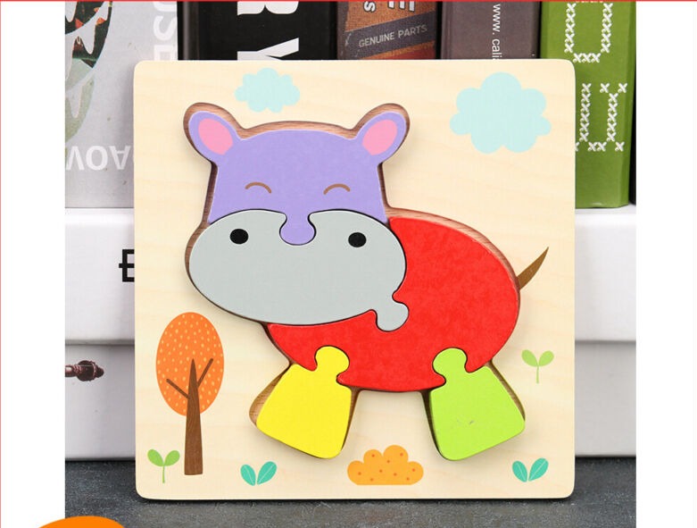 Super Thick Wooden 3D Colorful Animal Puzzles