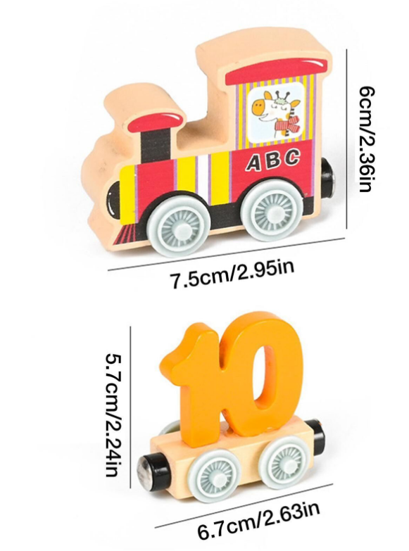 Magnetic Wooden Number Train